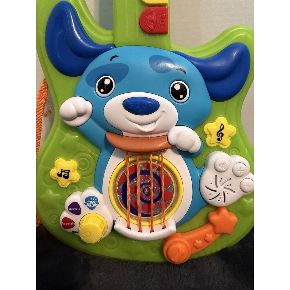 Toddler Guitar Green With Blue Dog - Picture 2 of 4